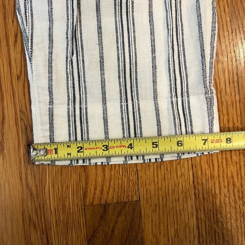 MADEWELL Linen Paperbag Pants White Cotton Dark Baltic Stripe AN839 Size 6 - Picture 8 of 16
